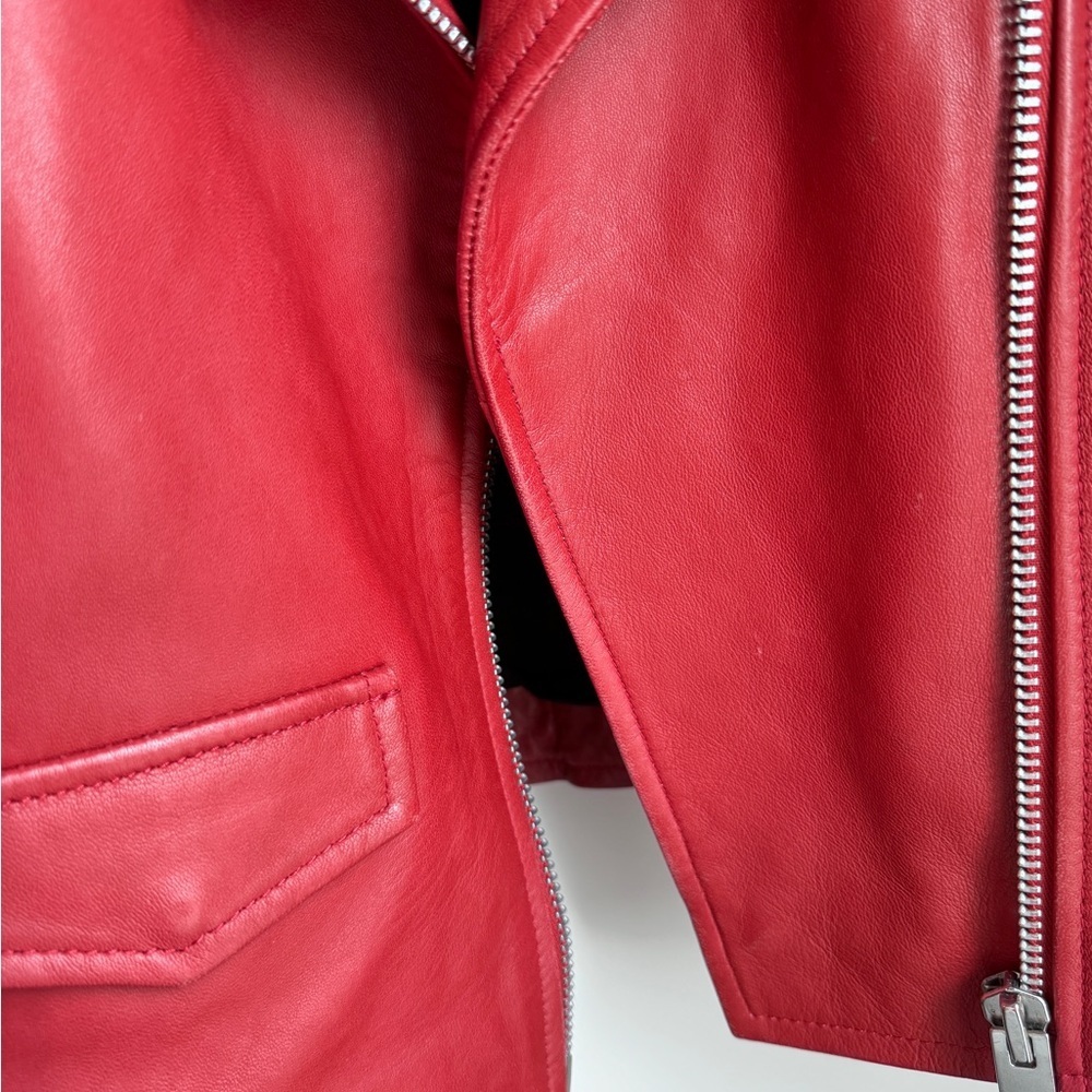 Walter Baker Liz Cropped Moto Jacket in Ruby Red Sz S Orig. $698 - Picture 12 of 17